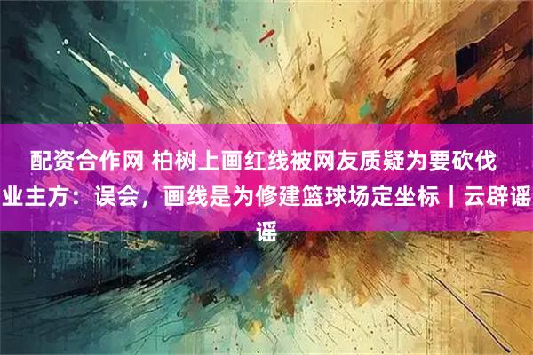 配资合作网 柏树上画红线被网友质疑为要砍伐 业主方：误会，画线是为修建篮球场定坐标｜云辟谣